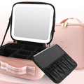 Organizador de maquillaje portátil con espejo LED